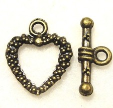 10Sets Tibetan Antique Bronze HEART Toggle Clasps Hooks Jewelry Findings C393