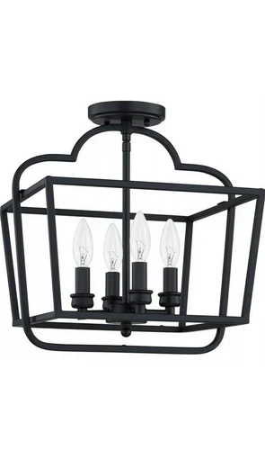 NWT Quoizel Lighting BLA1714MBK Blanche 4 Light Semi-Flush Mount in Transitional - Picture 2 of 5