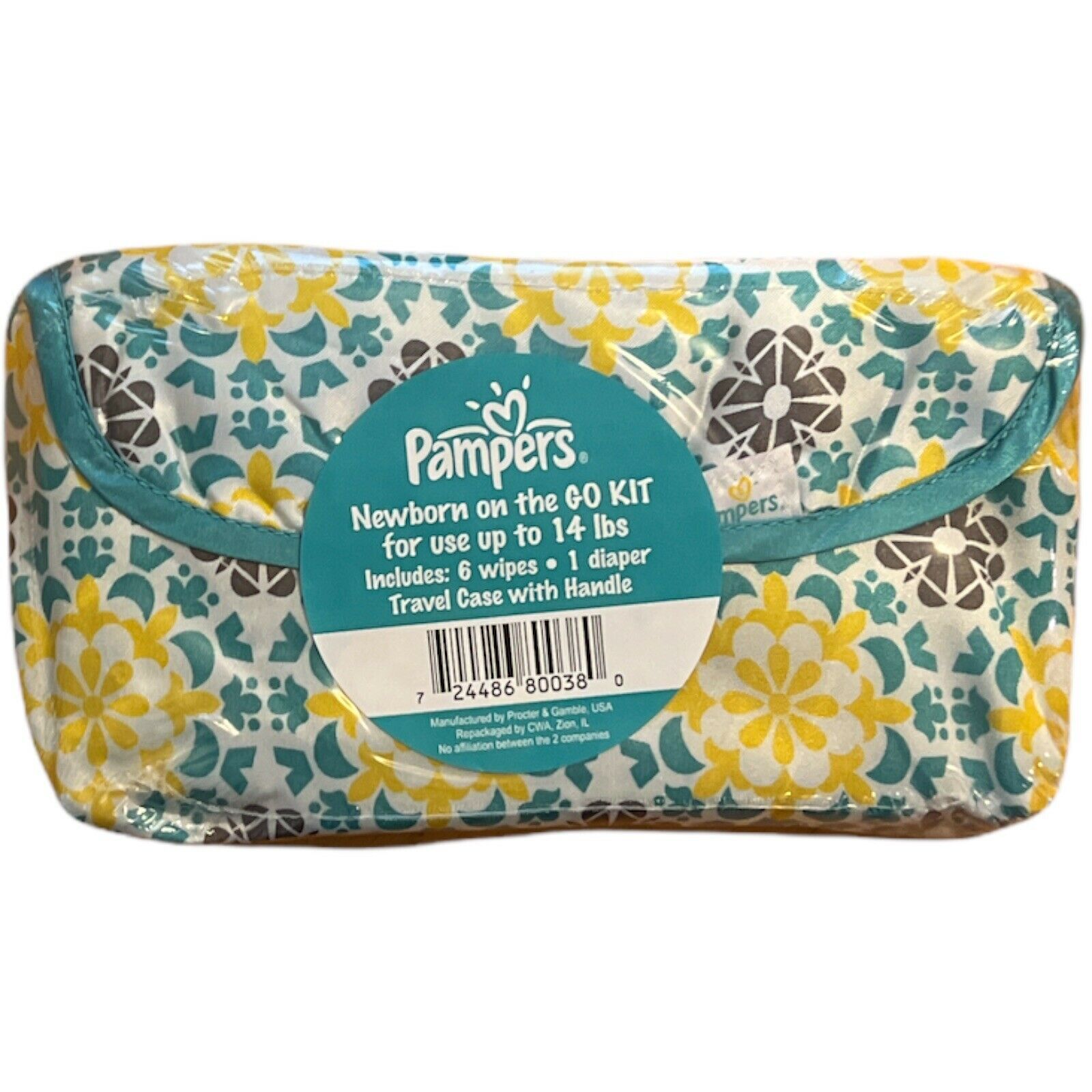 Lot 2 Pampers On the Go Travel Clutch Bag Newborn Baby Kit 2 Diaper 12 Wipes