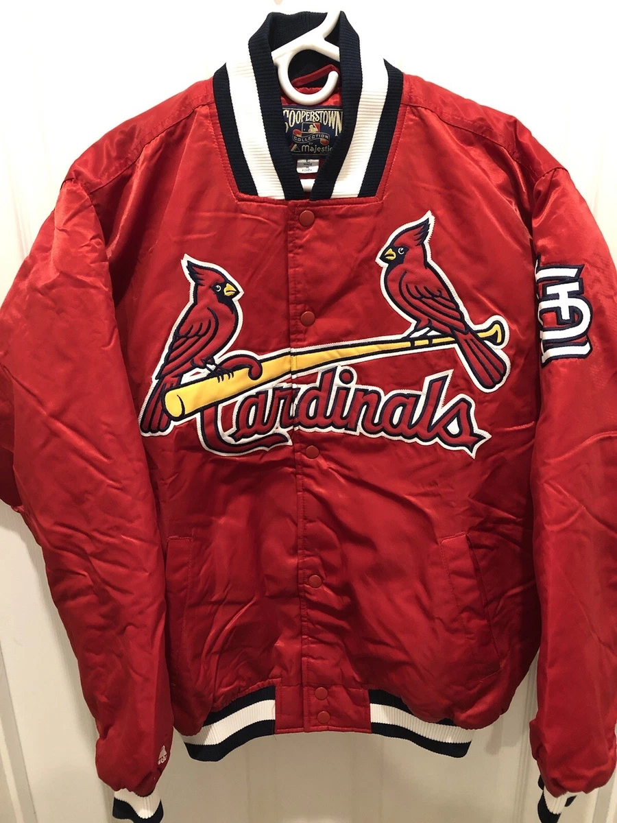 VINTAGE St Louis Cardinals Satin Jacket Majestic Cooperstown Adult Large  Red MLB