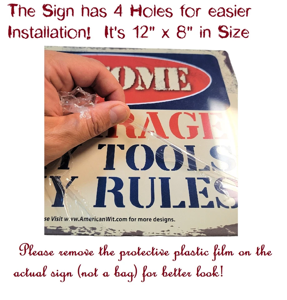 Welcome - My Garage My Tools My Rules - 8" x 12" Metal Tin Funny Bar Sign Wall - Image 3 of 4