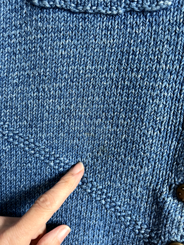 Vintage Annabel Fox Hand Knitted Denim Cotton Rowan Vest Sleeveless Cardigan ML - Picture 13 of 14