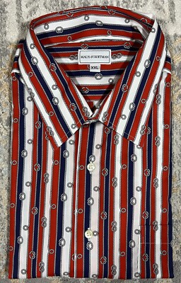 Maus & Hoffman Button Down Shirt Men's Size XXL Red Striped Nautical Rope USA