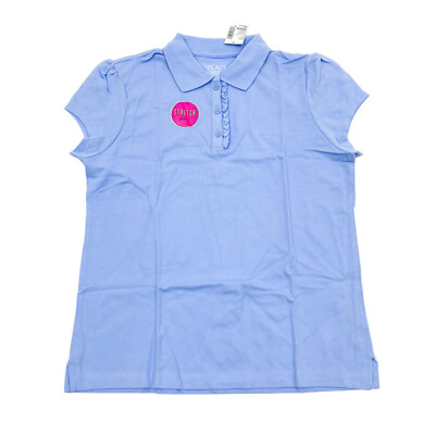 The Children's Place Girls Plus Size L 10P-12P Polo T-Shirt Daybreak Blue