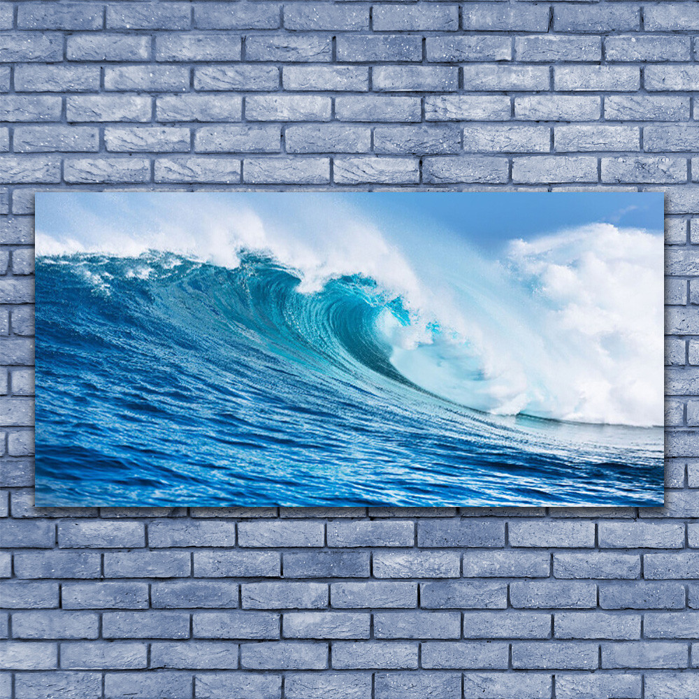 Tableau Nature Vague impression sous verre cristal 140x70 décoration luxe