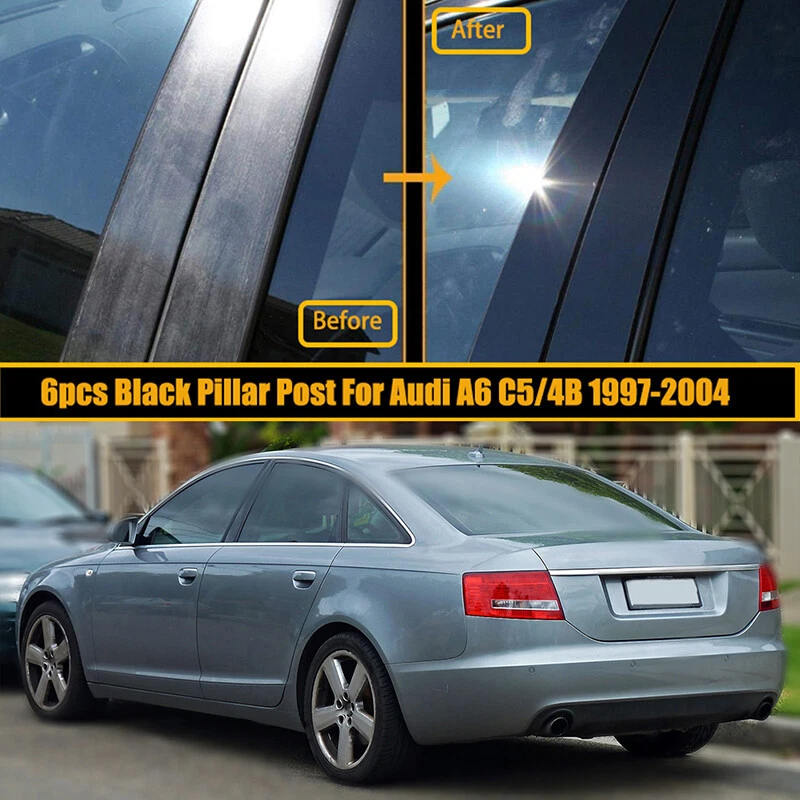 Cubierta de moldura de postes de pilar de ventana negra brillante apta para Audi A6 C6/4F 2005-2011 Foto 2 de 4