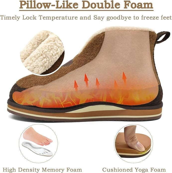 KuaiLu Mens Winter Slippers Memory Foam Slipper Boots for Men Cozy UK