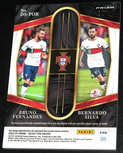 2022-23 Select FIFA Dual Swatches Bruno Fernandes & Silva Purple Prizm # 12/49 - Picture 2 of 3