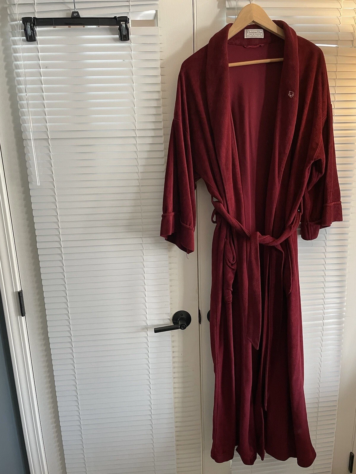 Robe ceinture velours vintage CHRISTIAN DIOR MONSIEUR CHAMBRE taille unique bourguignonne