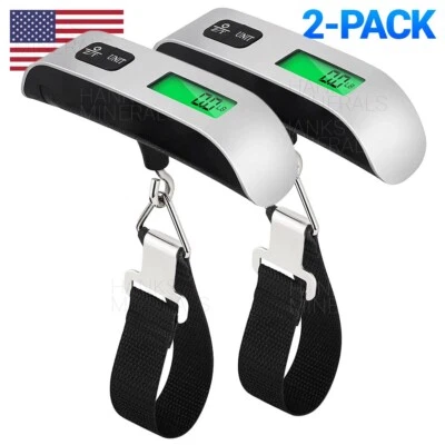 HANKS MINERALS 2-Pack Luggage Scale 110lb 50kg Portable Travel LCD Digital Hanging Weight