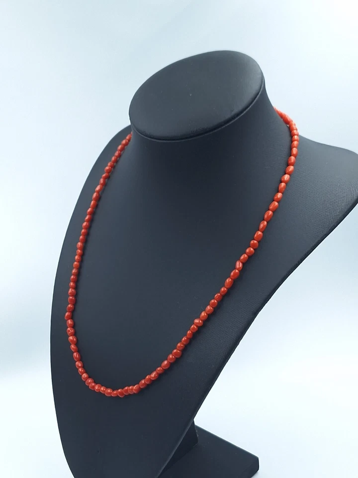 collana donna vero corallo rosso di Sardegna naturale e argento 925 Dorato  - Immagine 4 di 4