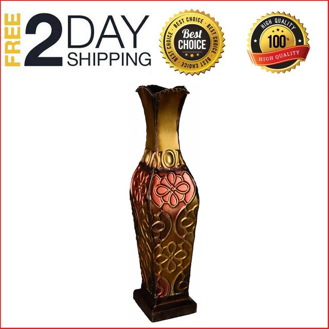 Tall Metal Vase Decorative Floor Large Flower Home Office Decor