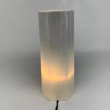 7.24 lbs. 9.75"x3.3", Hexagon Selenite (Satin Spar) Lamp, w/6ft Chord, B35832x