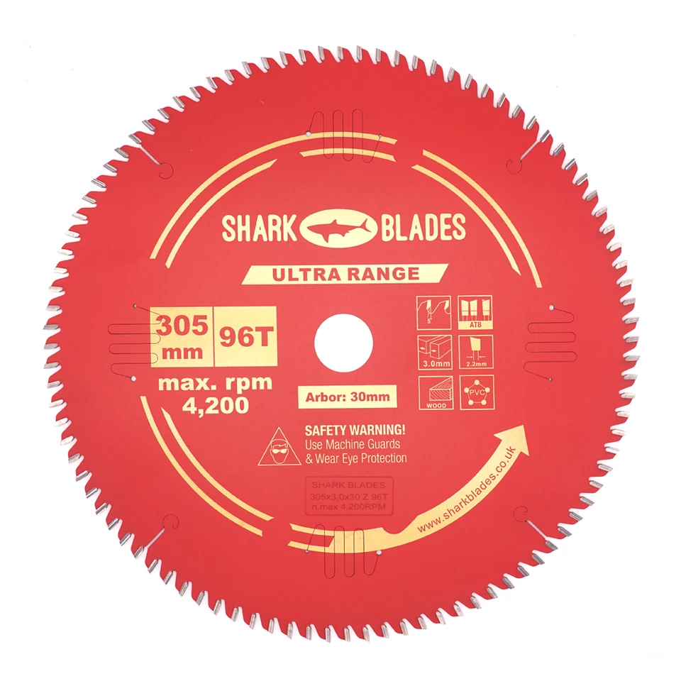 SHARK BLADES Circular Saw blade 305mm x 30 x 96T Teflon Coating High Quality Wood Cutting