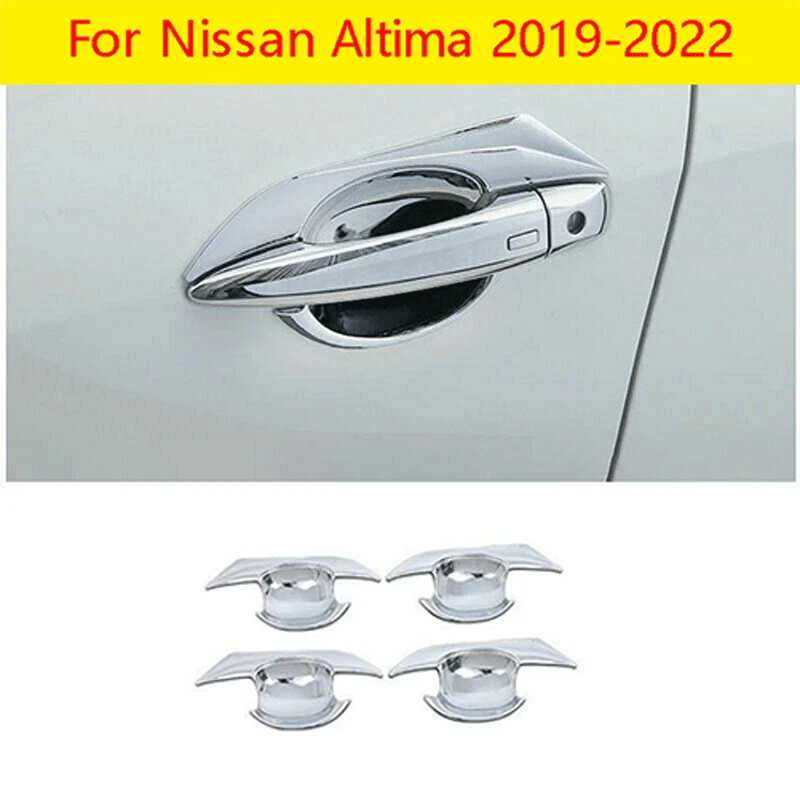 Ajuste para Nissan Altima 2019-22 cromo exterior puerta cuenco taza panel cubierta moldura 4 piezas Foto 2 de 4