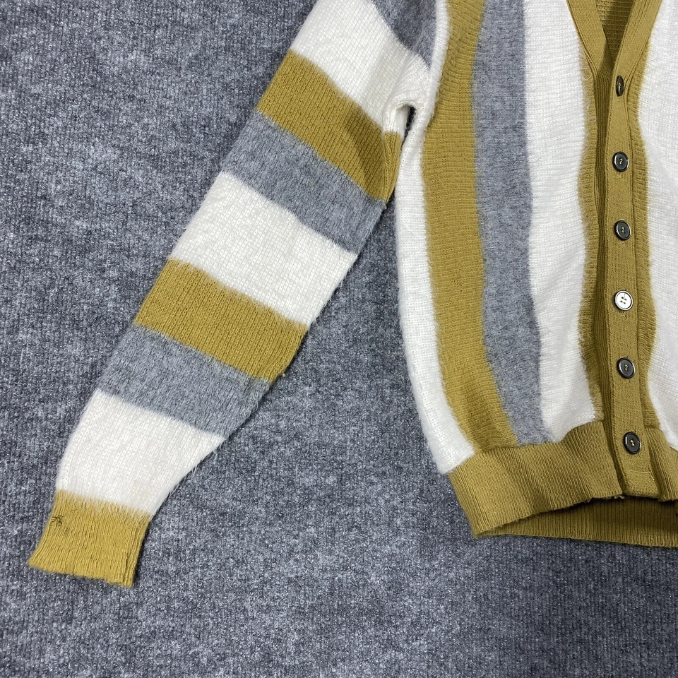 VINTAGE 50s 60s Brent Prep Cardigan Sweater Size Small Striped Acrylic Mohair - Image 3 of 4