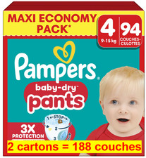 Mega pack 188 couches culottes Pampers baby dry Pants Taille 4 T4