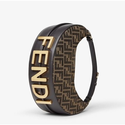 Fendi Fendigraphy Small Brown FF Jacquard Fabric Bag