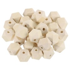 30 Pcs Geometric Wood Beads, 18mm/0.71inch Natural Color Loose Spacer Beads