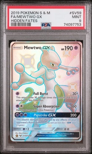 Mewtwo Gx SV59/SV94 Hidden Fates Pokemon PSA 9
