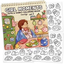 Girl Moments Vol. 2 - Coloring Book Spiral Bound  Sticker Set for Adults