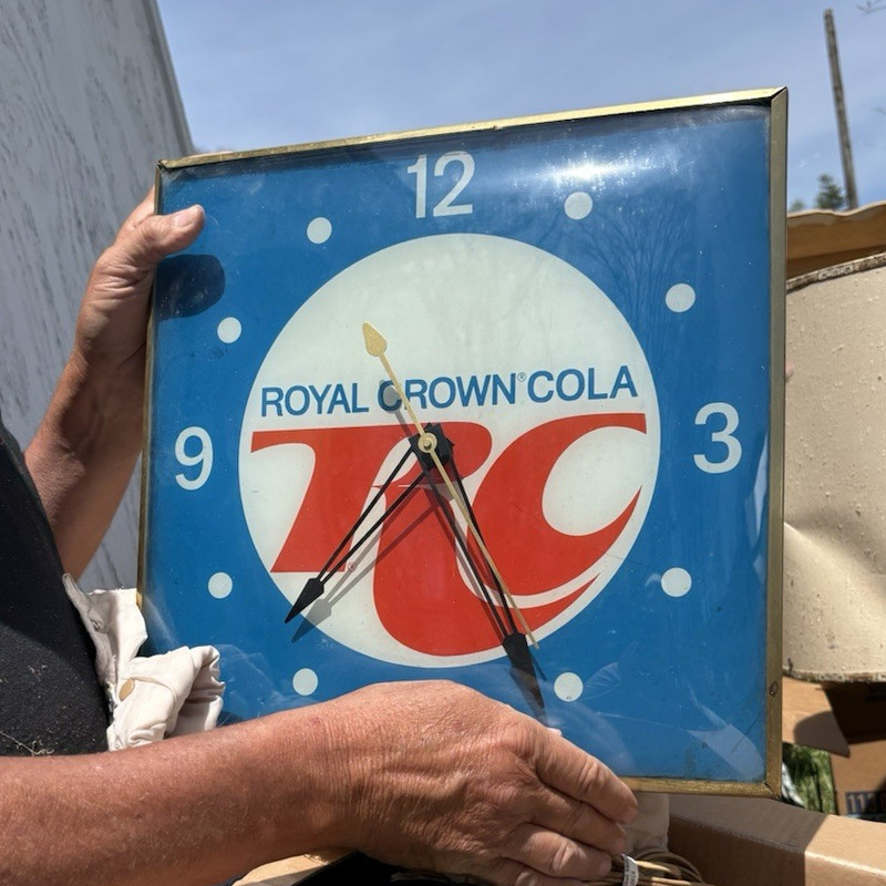 Royal Crown Cola Blue White Red Advertising Clock Sign Soda Theme