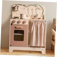 Kids Play Kitchen Set - Rustic Wooden Kitchen Sets, Pretend Play Toy Kitchen