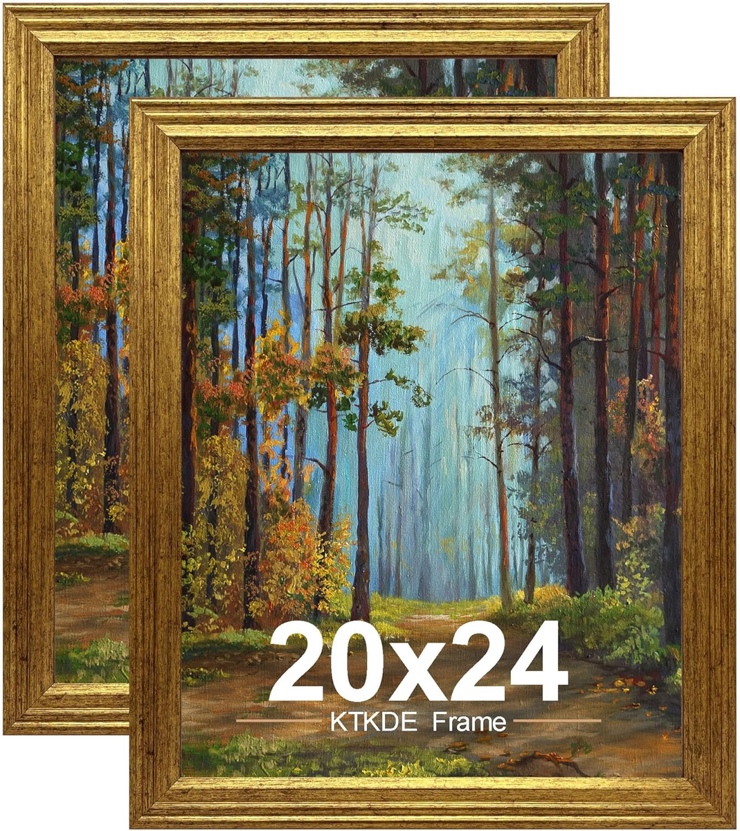 Set of 2 Vintage 20x24 Ornate Gold Picture Frames for Rustic Home