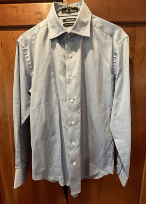 Saks Fifth Avenue Slim Fit Light Blue Cotton Dress Shirt 15 32/33 Spread  Collar | eBay