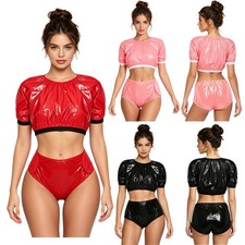 US Women Plastic Diaper Covers Leak Proof Lingerie Set Top with Tear-away Bottom