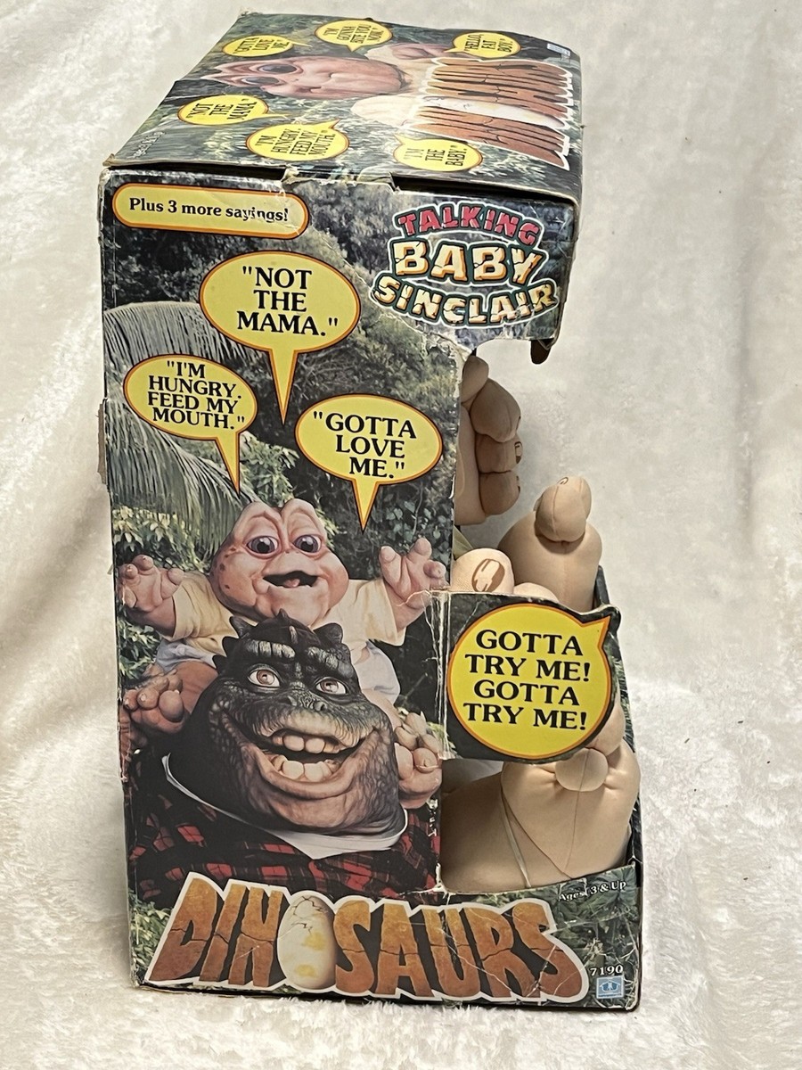 1990s BABY SINCLAIR Dinosaurs Talking Plush Hasbro 7190 WORKS -Box
