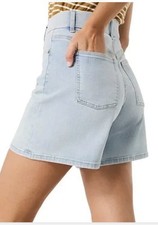 SPANX Denim Shorts Womens L Turner Wash High Rise Tummy Control Stretch 7  