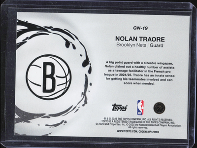 2025-26 Topps Basketball Nolan Traore Generation Now Rookie