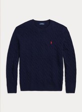148 Polo Ralph Lauren Men s Cable Knit Wool-Cashmere Crewneck Sweater Navy XL
