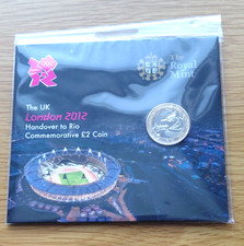 2012 Olympic Handover To Rio 2 Pound Brilliant Uncirculated Coin pack BU