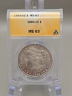 1885-CC Morgan Silver Dollar $1 - ANACS MS63