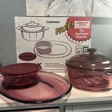 Vision Corning Ware Pyrex 5 Piece Cook N Serve Set Cranberry