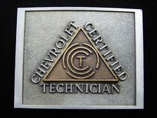RH01147 NOS VINTAGE 1970s  CHEVROLET CERTIFIED TECHNICIAN  BELT BUCKLE