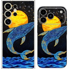 Humpback Whale Sun Moon Ocean Night Case Cover Silicone / Shockproof / MagSaf