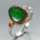 Handmade 4 ct+ Natural Ammolite Ring 925 Sterling Silver Size 7 /R467315
