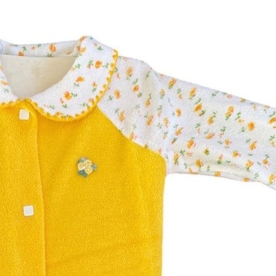 Vintage Gerber Baby Square Snap Footie Pajamas Yellow Floral Flame Resistant M