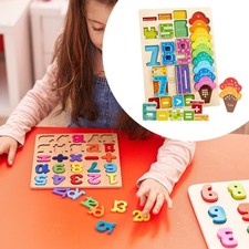 Counting Wooden Toy Number Math Games Teaching Aids Hand Eye Coordination