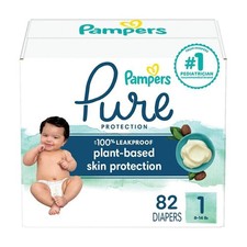 Pampers Pure Protection Diapers Super Pack - Size 1 - 82ct 0.23 per diaper