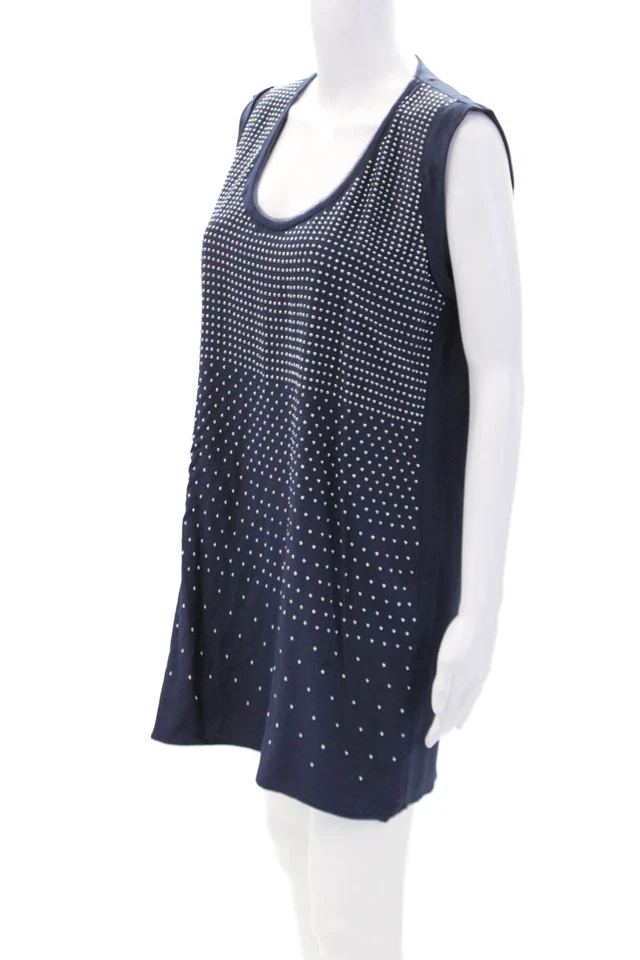 Vestido Rebecca Taylor para mujer de seda con cuentas sin mangas en la mitad de la pantorrilla azul marino talla 8 Foto 2 de 4