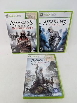Xbox 360 Lot of 3- Assassins Creed 1, 3, and Brotherhood CIB with Manuals