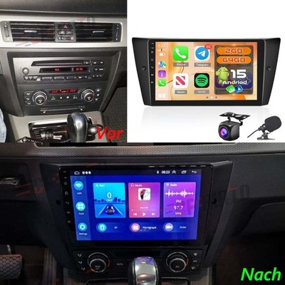 Android 15 Für BMW 3er E90 E91 E92 E93 Apple Carplay Autoradio Navi RDS WIFI KAM