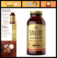 Calcium Citrate with Vitamin D3 - 240 Tablets for Healthy Bones & Teeth, Non-GMO