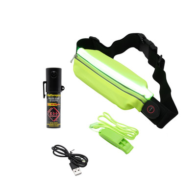 Security-Outdoor-Set SOS (Bundle: LED-Laufgürtel + Pfefferspray 15 ml + Notfallp