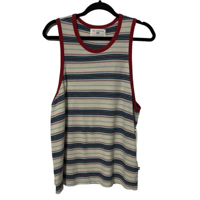 Sol Angeles Women s Tank L Large Multicolor Stripes 100% Cotton Summer NWT