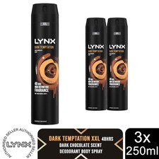 Desodorante en spray corporal de alta definición Lynx XXL Dark Temptation 48 horas, 3x250 ml
